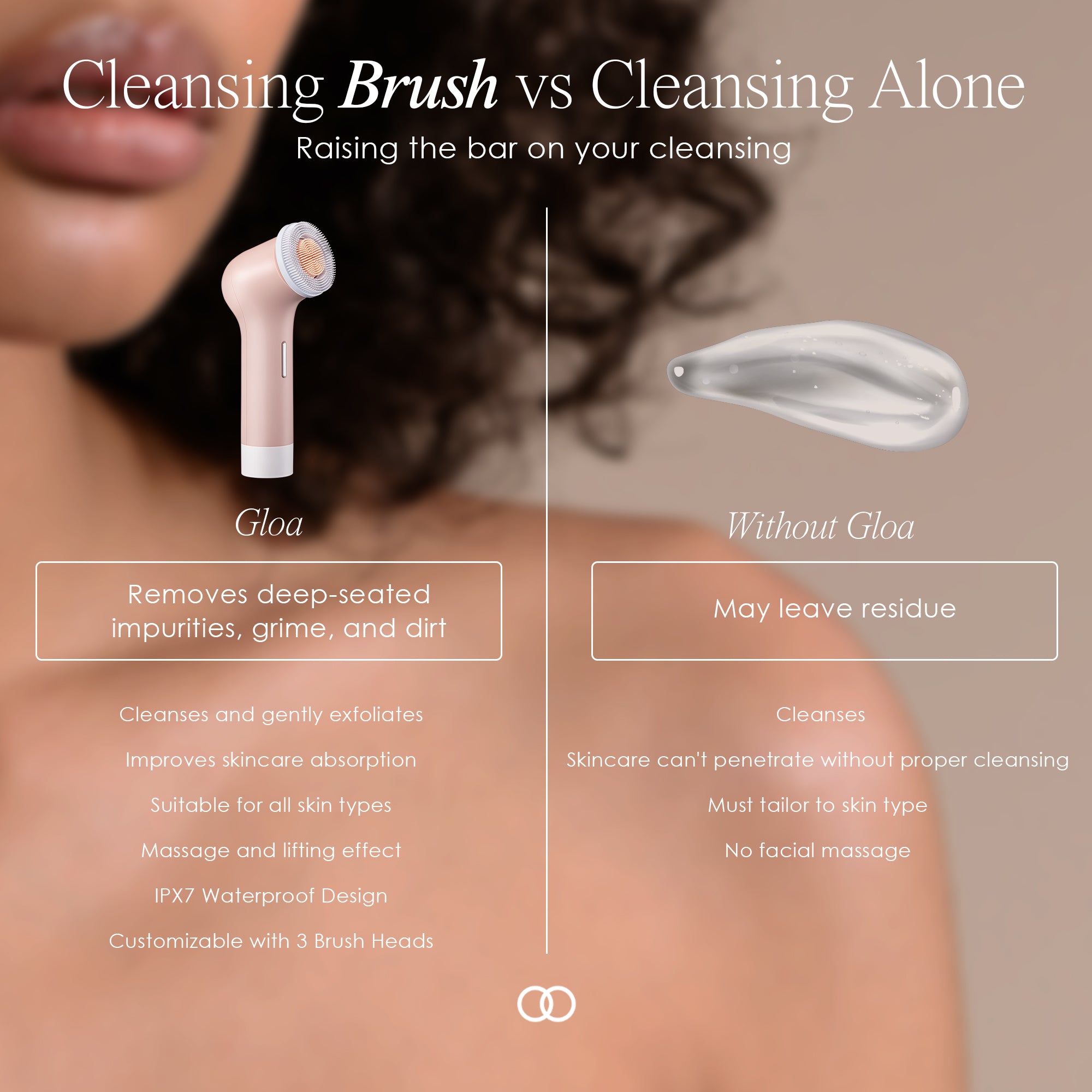 Gloa Face and Body Cleansing Brush Gently removes deep-seated impurities for refreshed, radiant skin.